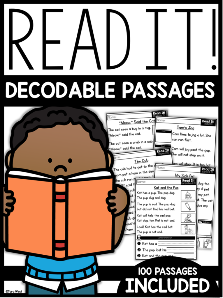Kindergarten reading comprehension decodable passages