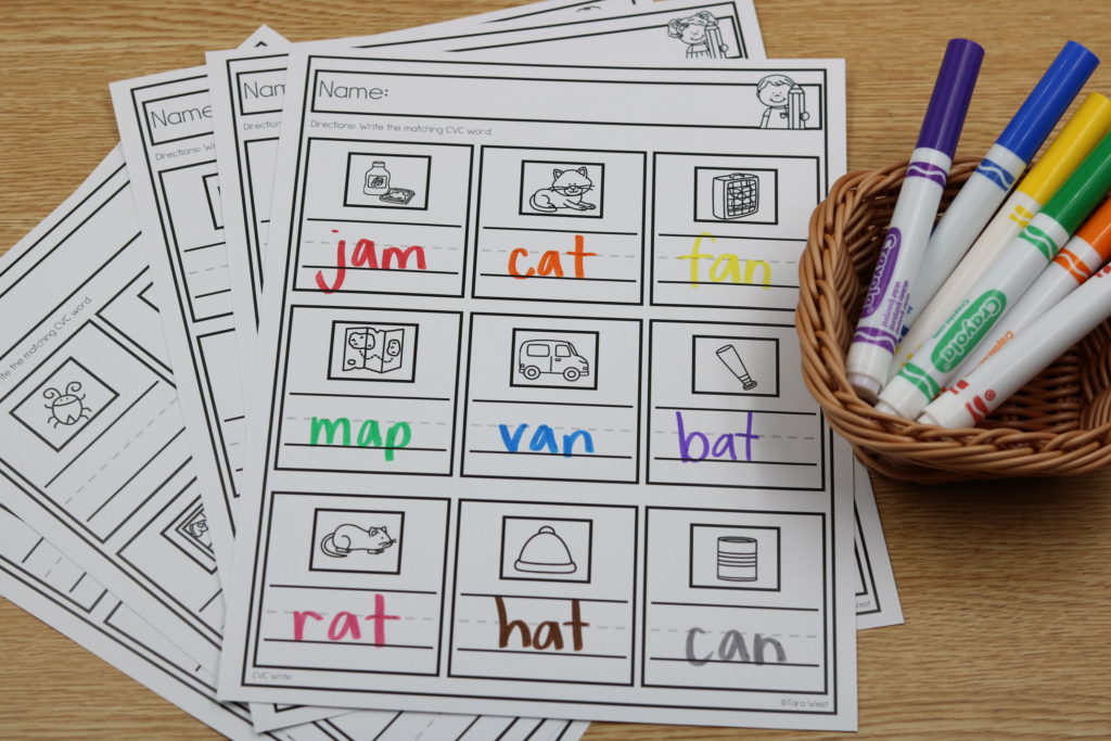 kindergarten cvc worksheets