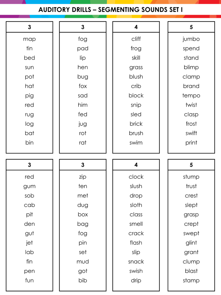 segmenting sounds word list